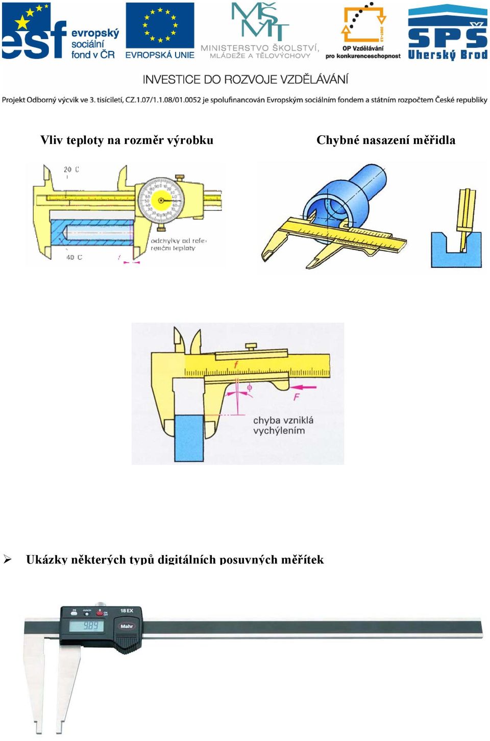 měřidla Ukázky některých