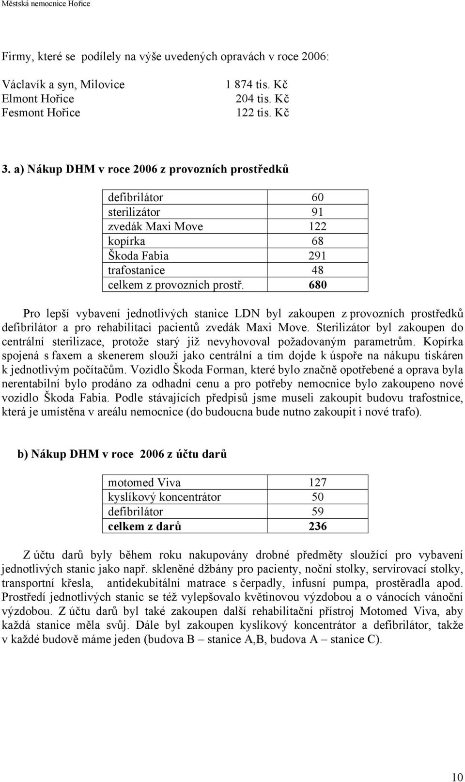 680 Pro lepší vybavení jednotlivých stanice LDN byl zakoupen z provozních prostředků defibrilátor a pro rehabilitaci pacientů zvedák Maxi Move.