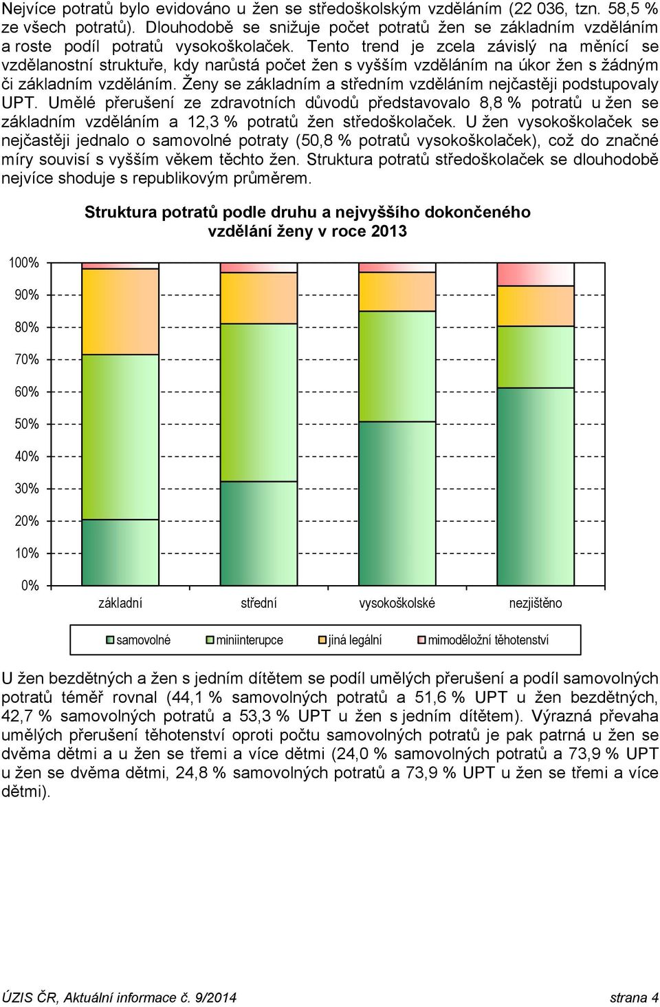 Tento trend je zcela závislý na měnící se vzdělanostní struktuře, kdy narůstá počet žen s vyšším vzděláním na úkor žen s žádným či základním vzděláním.