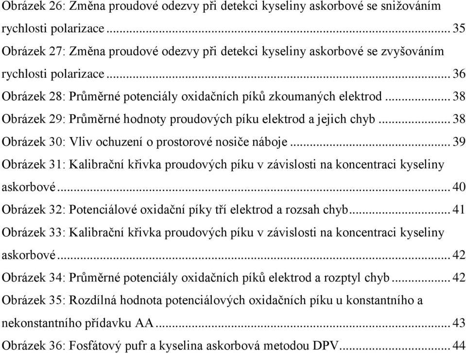 .. 38 Obrázek 29: Průměrné hodnoty proudových píku elektrod a jejich chyb... 38 Obrázek 30: Vliv ochuzení o prostorové nosiče náboje.