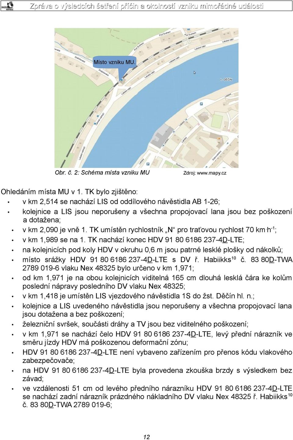 TK umístěn rychlostník N pro traťovou rychlost 70 km. h -1 ; v km 1,989 se na 1.