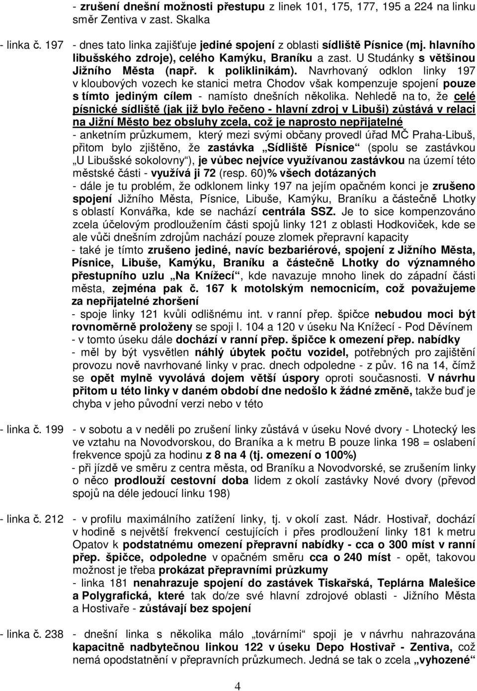 Navrhovaný odklon linky 197 v kloubových vozech ke stanici metra Chodov však kompenzuje spojení pouze s tímto jediným cílem - namísto dnešních několika.