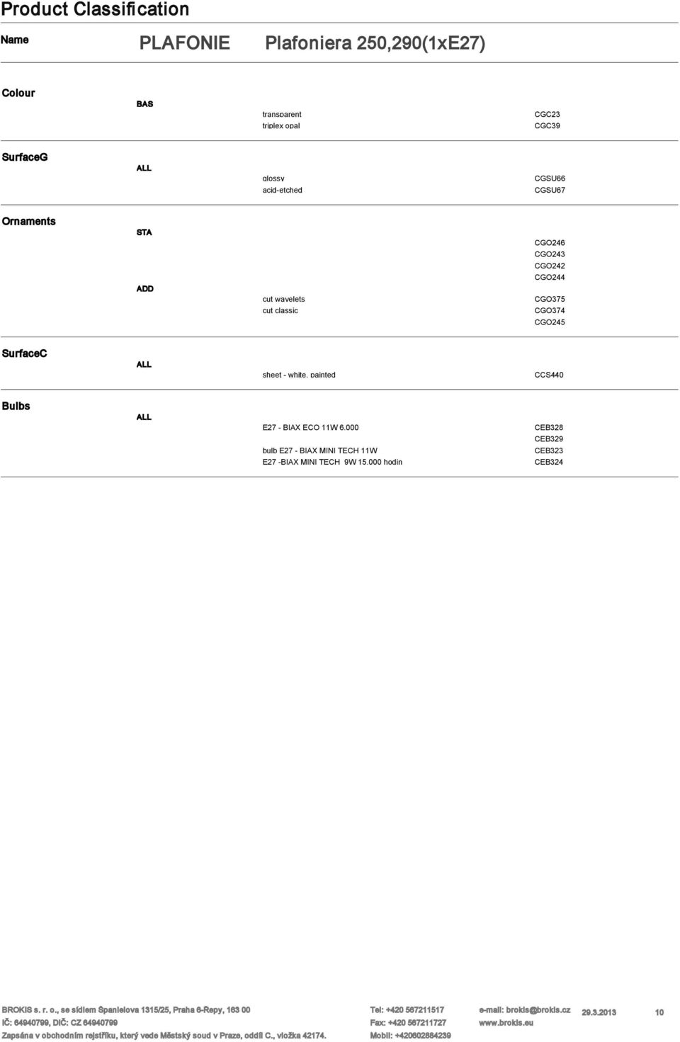 CGO244 CGO375 CGO374 CGO245 SurfaceC sheet - white, painted CCS440 Bulbs E27 - BIAX ECO 11W 6.