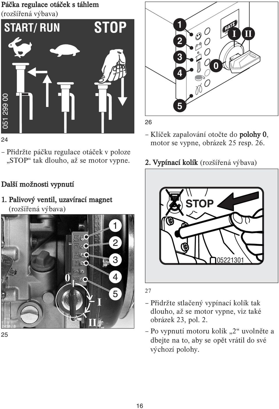 resp. 26. 2. Vypínací kolík (rozšířená výbava) Další možnosti vypnutí 1.