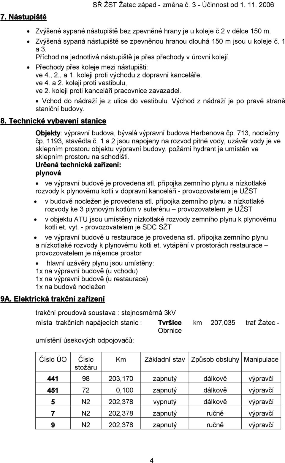 , a 1. koleji proti východu z dopravní kanceláře, ve 4. a 2. koleji proti vestibulu, ve 2. koleji proti kanceláři pracovnice zavazadel. Vchod do nádraží je z ulice do vestibulu.