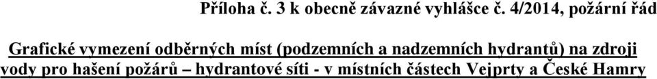 (podzemních a nadzemních hydrantů) na zdroji vody pro