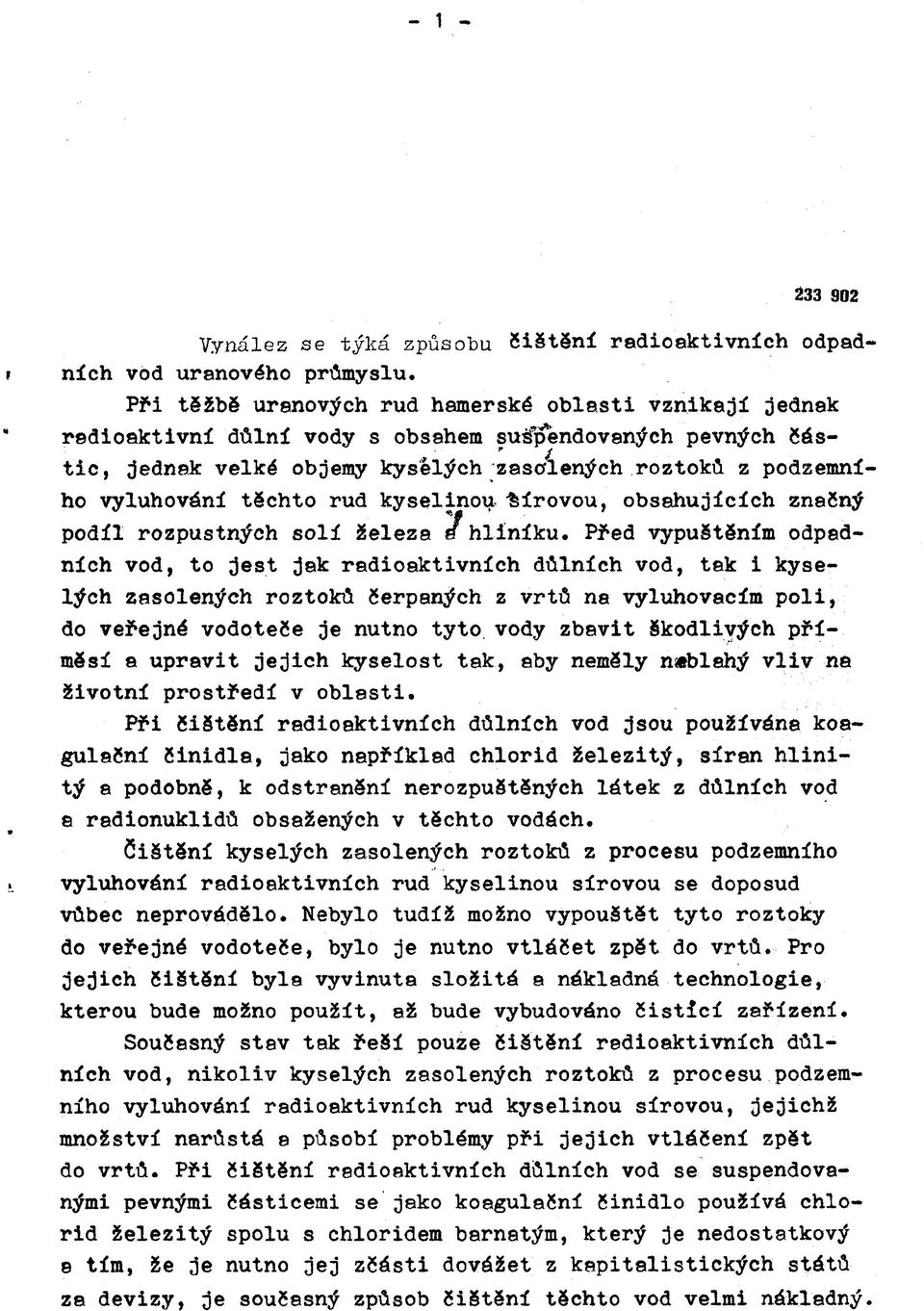 těchto rud kyselinou žírovou, obsahujících značný podíl rozpustných solí železa 1 hliníku.