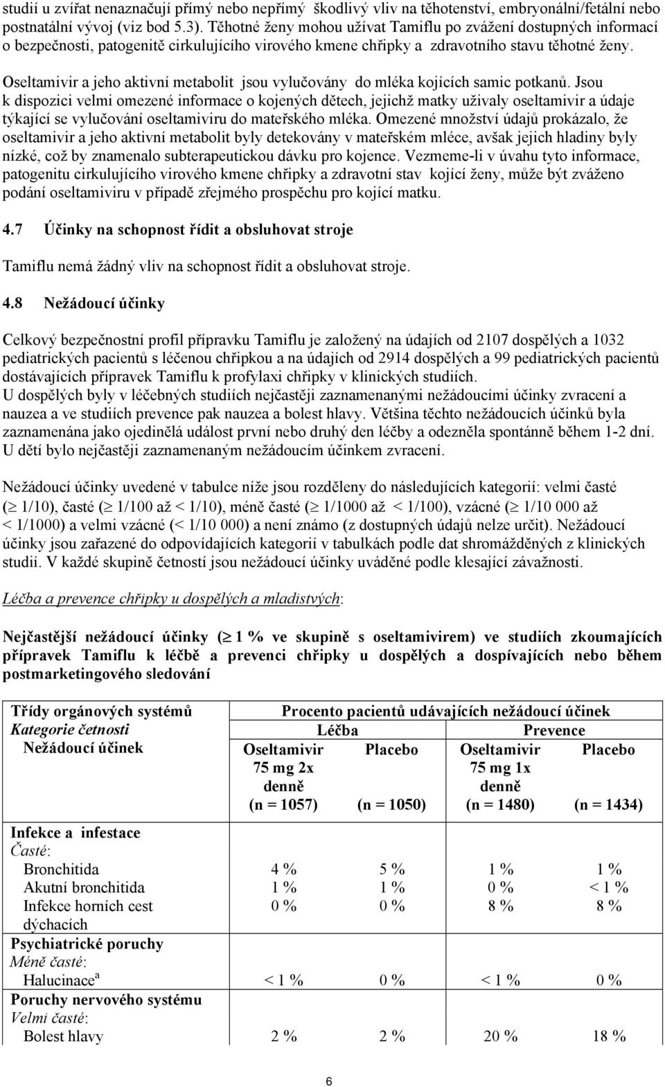 Oseltamivir a jeho aktivní metabolit jsou vylučovány do mléka kojících samic potkanů.