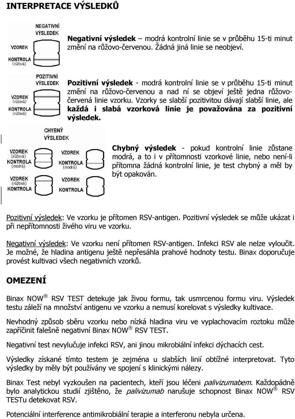 Vzorky se slabší pozitivitou dávají slabší linie, ale každá i slabá vzorková linie je považována za pozitivní výsledek.