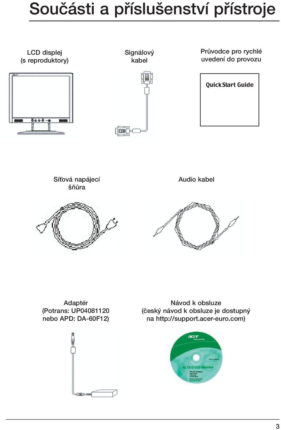 ÀÛra Audio kabel Adaptér (Potrans: UP04081120 nebo APD: DA-60F12) Návod