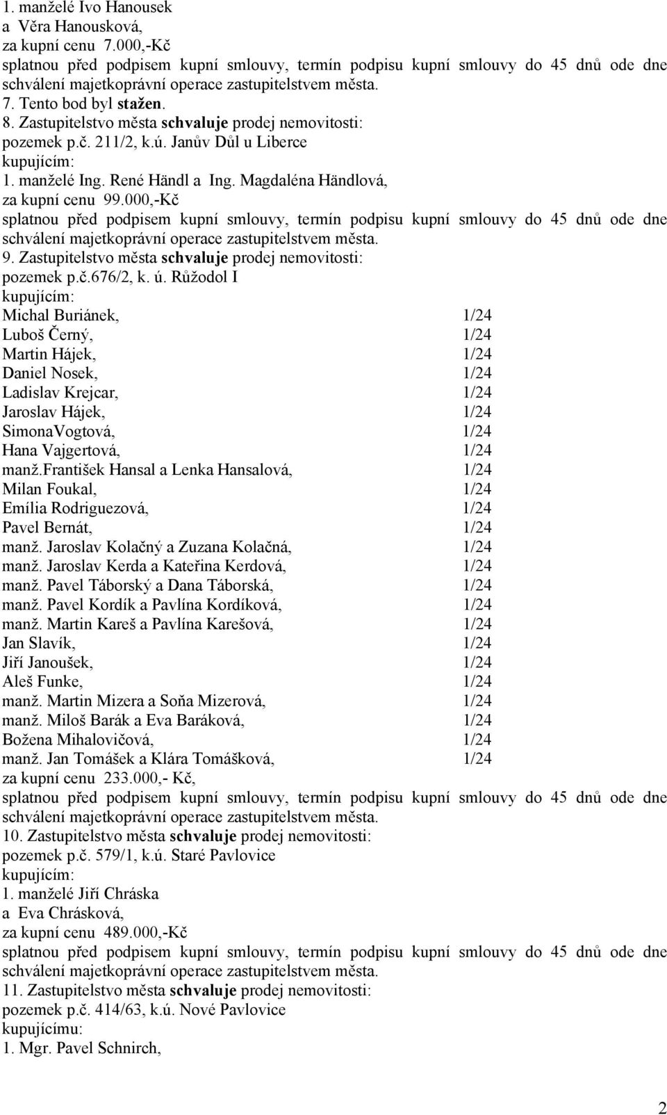 Růžodol I kupujícím: Michal Buriánek, 1/24 Luboš Černý, 1/24 Martin Hájek, 1/24 Daniel Nosek, 1/24 Ladislav Krejcar, 1/24 Jaroslav Hájek, 1/24 SimonaVogtová, 1/24 Hana Vajgertová, 1/24 manž.