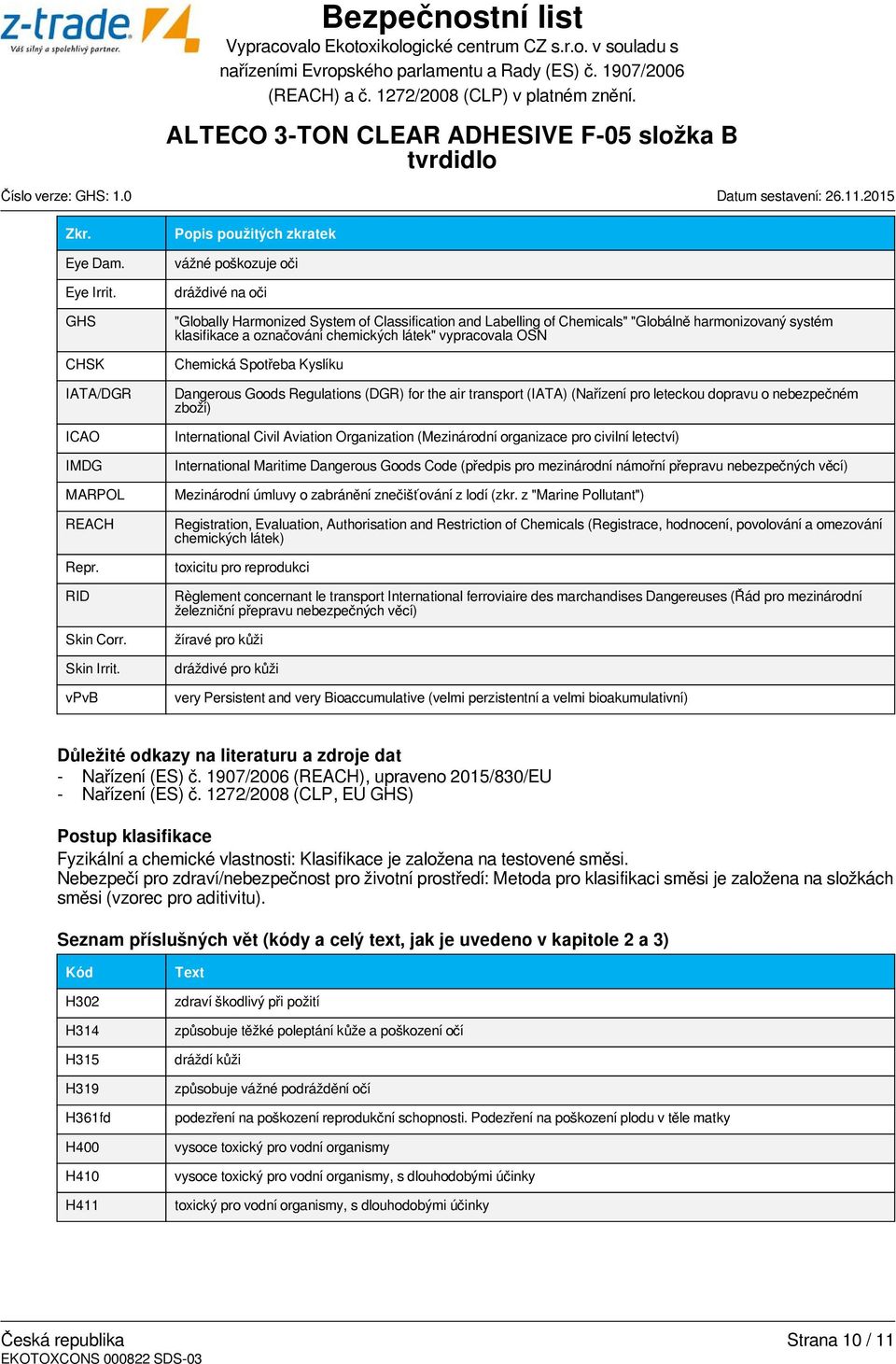 chemických látek" vypracovala OSN Chemická Spotřeba Kyslíku Dangerous Goods Regulations (DGR) for the air transport (IATA) (Nařízení pro leteckou dopravu o nebezpečném zboží) International Civil