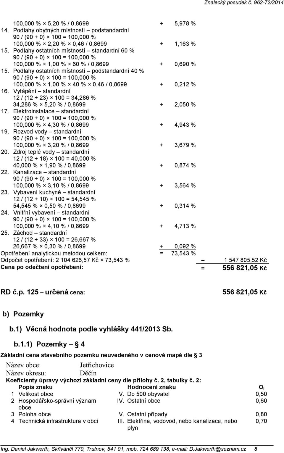 Vytápění standardní 12 / (12 + 23) 100 = 34,286 % 34,286 % 5,20 % / 0,8699 + 2,050 % 17. Elektroinstalace standardní 100,000 % 4,30 % / 0,8699 + 4,943 % 19.