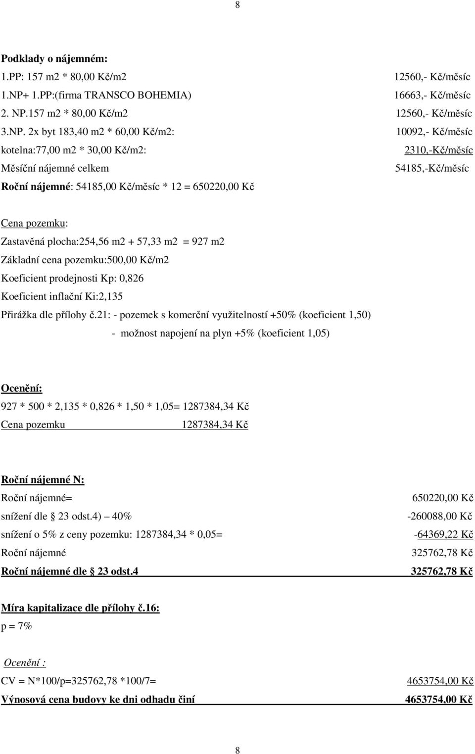 157 m2 * 80,00 Kč/m2 12560,- Kč/měsíc 3.NP.