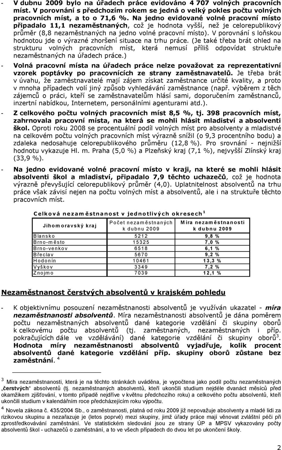 V porovnání s loňskou hodnotou jde o výrazné zhoršení situace na trhu práce. (Je také třeba brát ohled na strukturu volných pracovních míst, která nemusí příliš odpovídat struktuře na úřadech práce.