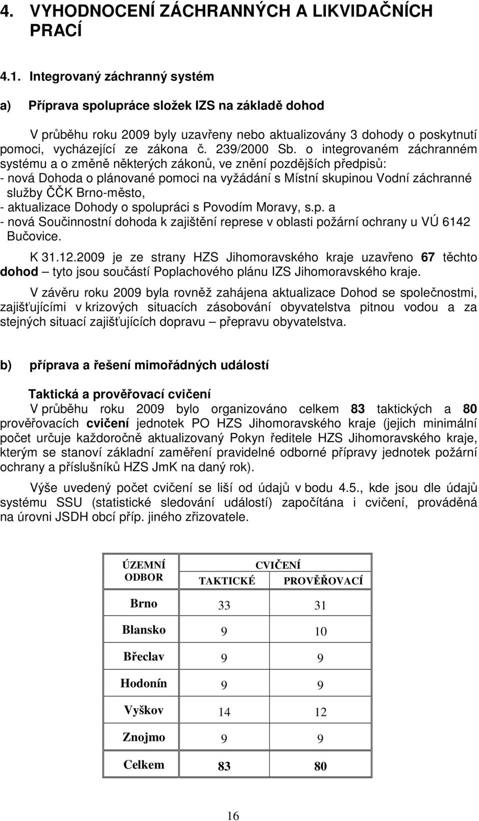 o integrovaném záchranném systému a o změně některých zákonů, ve znění pozdějších předpisů: - nová Dohoda o plánované pomoci na vyžádání s Místní skupinou Vodní záchranné služby ČČK Brno-město, -