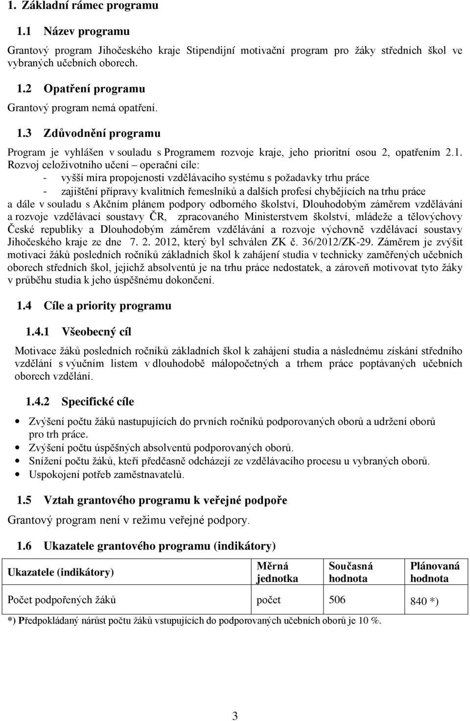 systému s požadavky trhu práce - zajištění přípravy kvalitních řemeslníků a dalších profesí chybějících na trhu práce a dále v souladu s Akčním plánem podpory odborného školství, Dlouhodobým záměrem