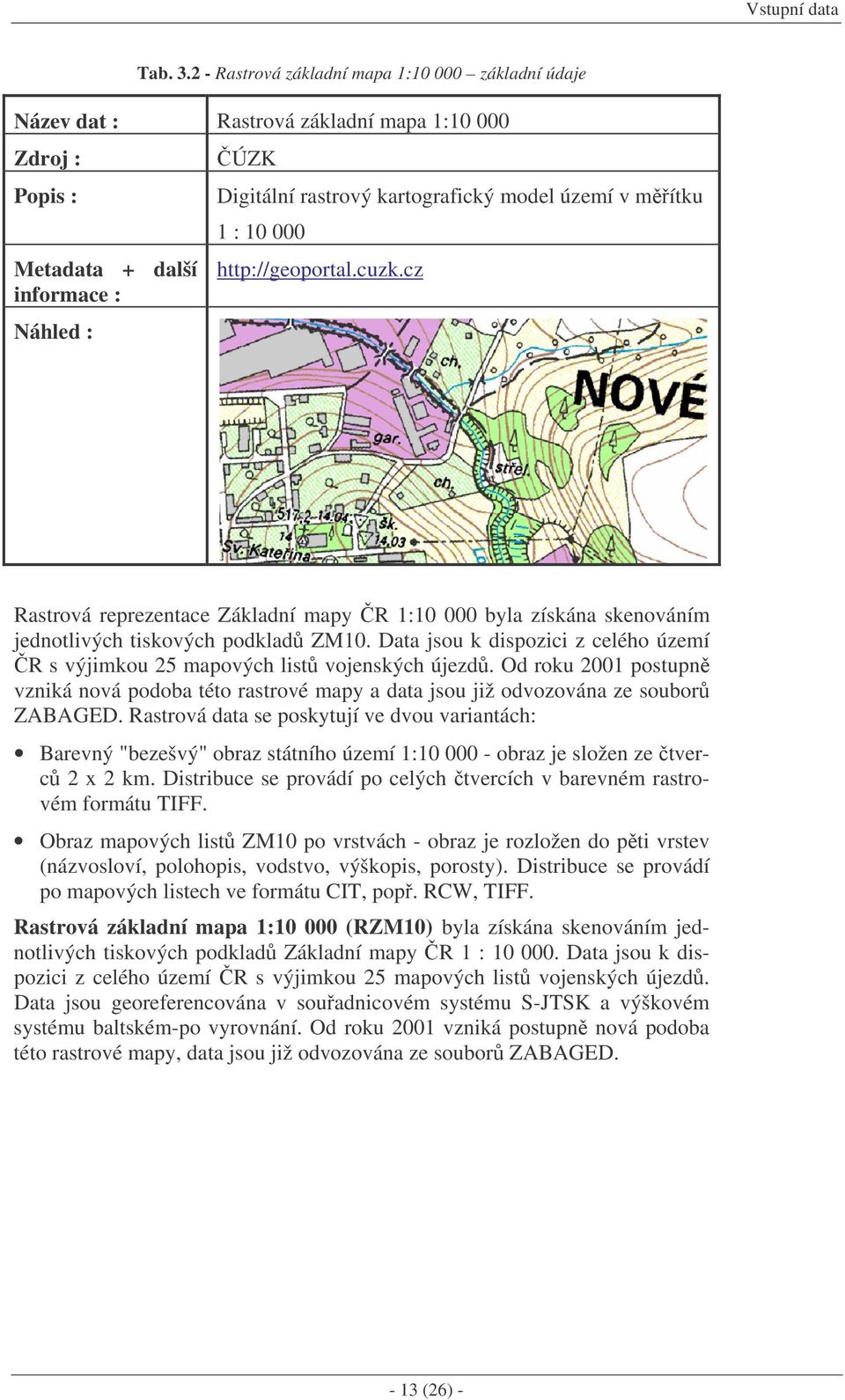 mítku 1 : 10 000 http://geoportal.cuzk.cz Rastrová reprezentace Základní mapy R 1:10 000 byla získána skenováním jednotlivých tiskových podklad ZM10.