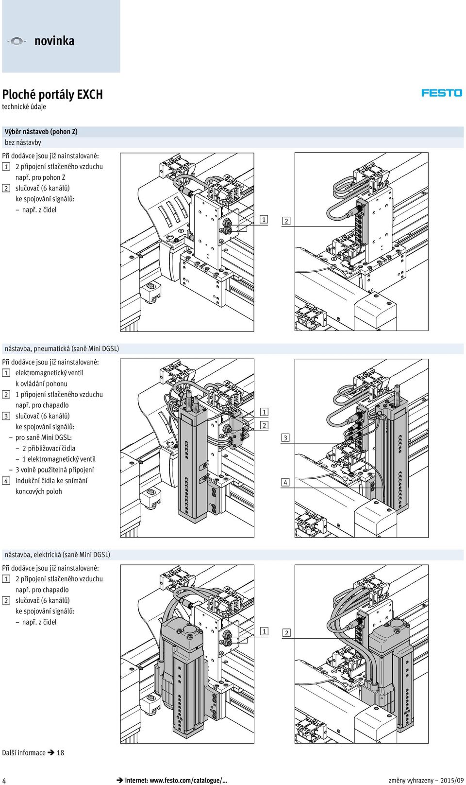 pro chapadlo 3 slučovač (6 kanálů) ke spojování signálů: pro saně Mini DGSL: 2 přibližovací čidla 1 elektromagnetický ventil 3 volně použitelná připojení 4 indukční čidla ke snímání koncových poloh 1