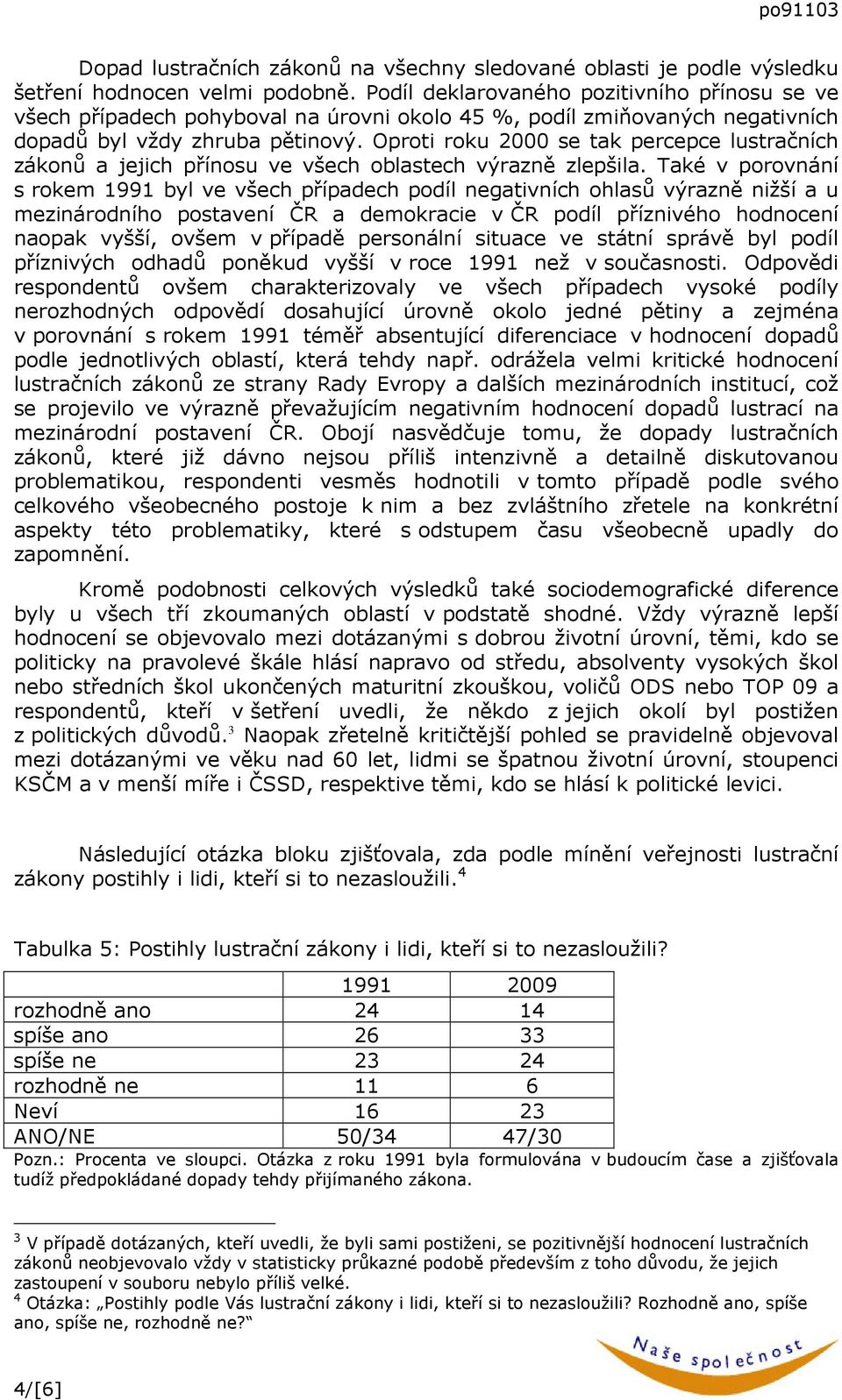 Oproti roku 2000 se tak percepce lustračních zákonů a jejich přínosu ve všech oblastech výrazně zlepšila.