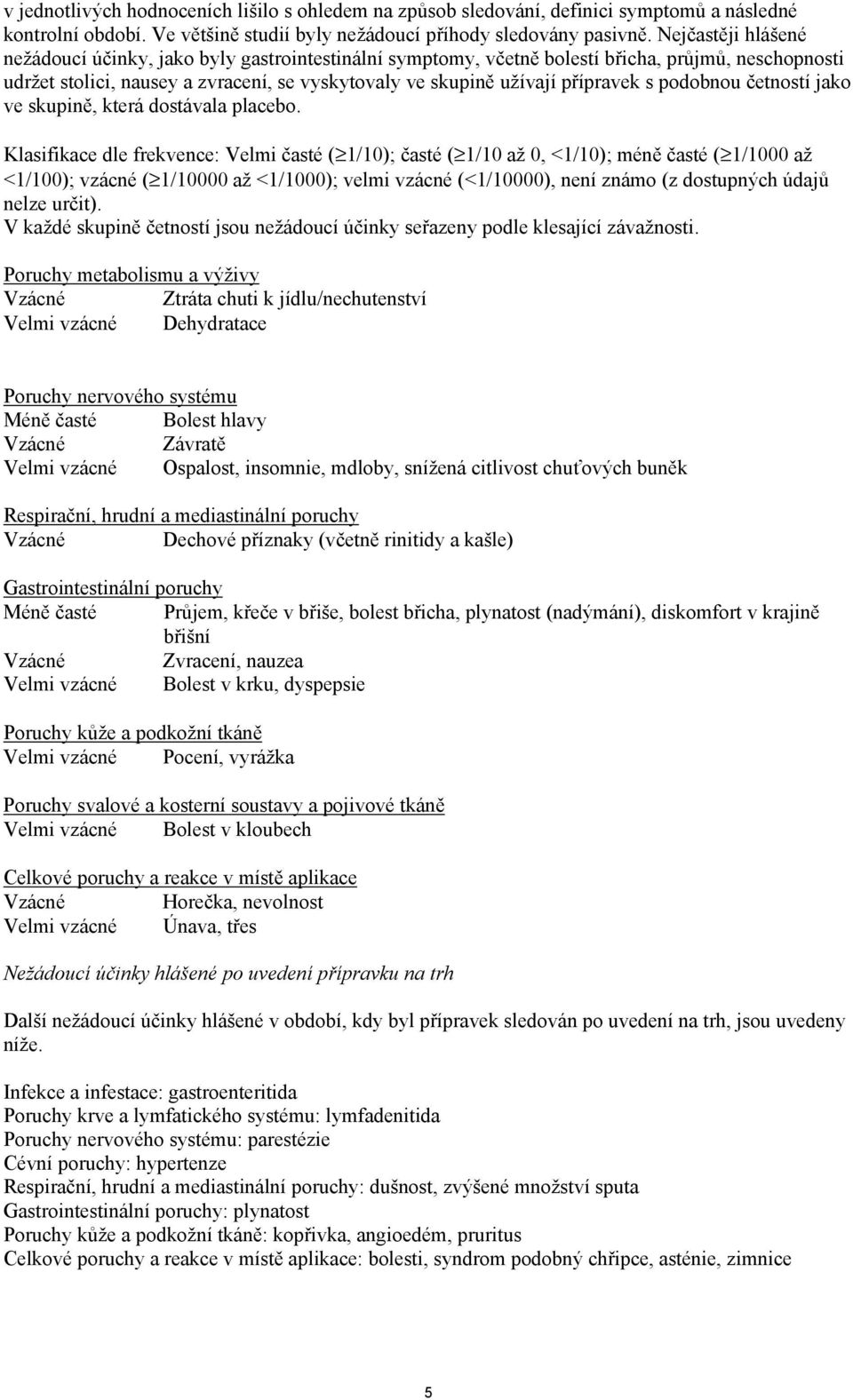 s podobnou četností jako ve skupině, která dostávala placebo.