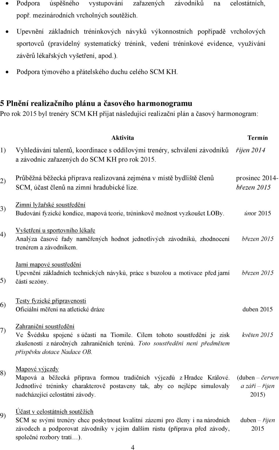 Podpora týmového a přátelského duchu celého SCM KH.