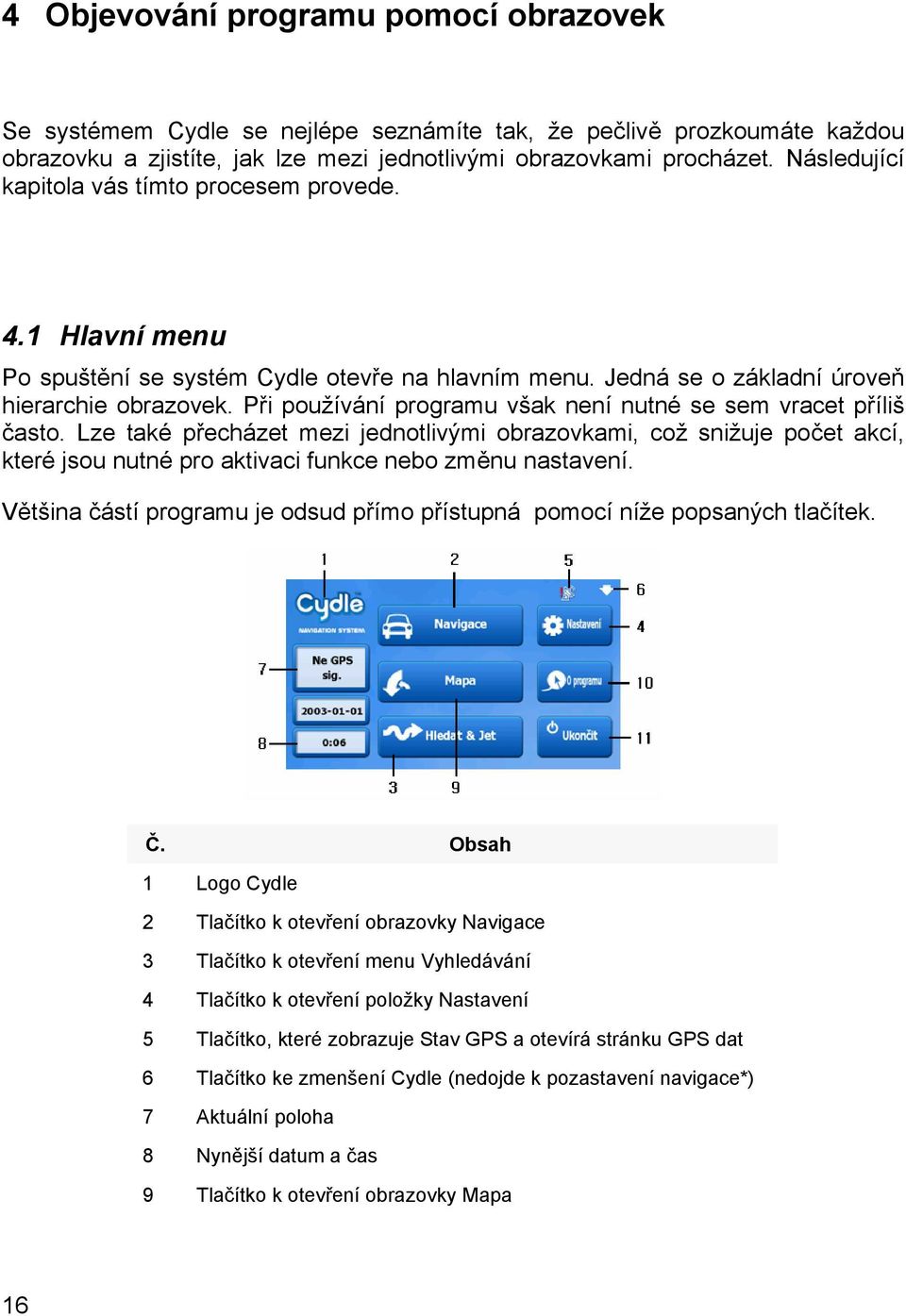 Při používání programu však není nutné se sem vracet příliš často. Lze také přecházet mezi jednotlivými obrazovkami, což snižuje počet akcí, které jsou nutné pro aktivaci funkce nebo změnu nastavení.