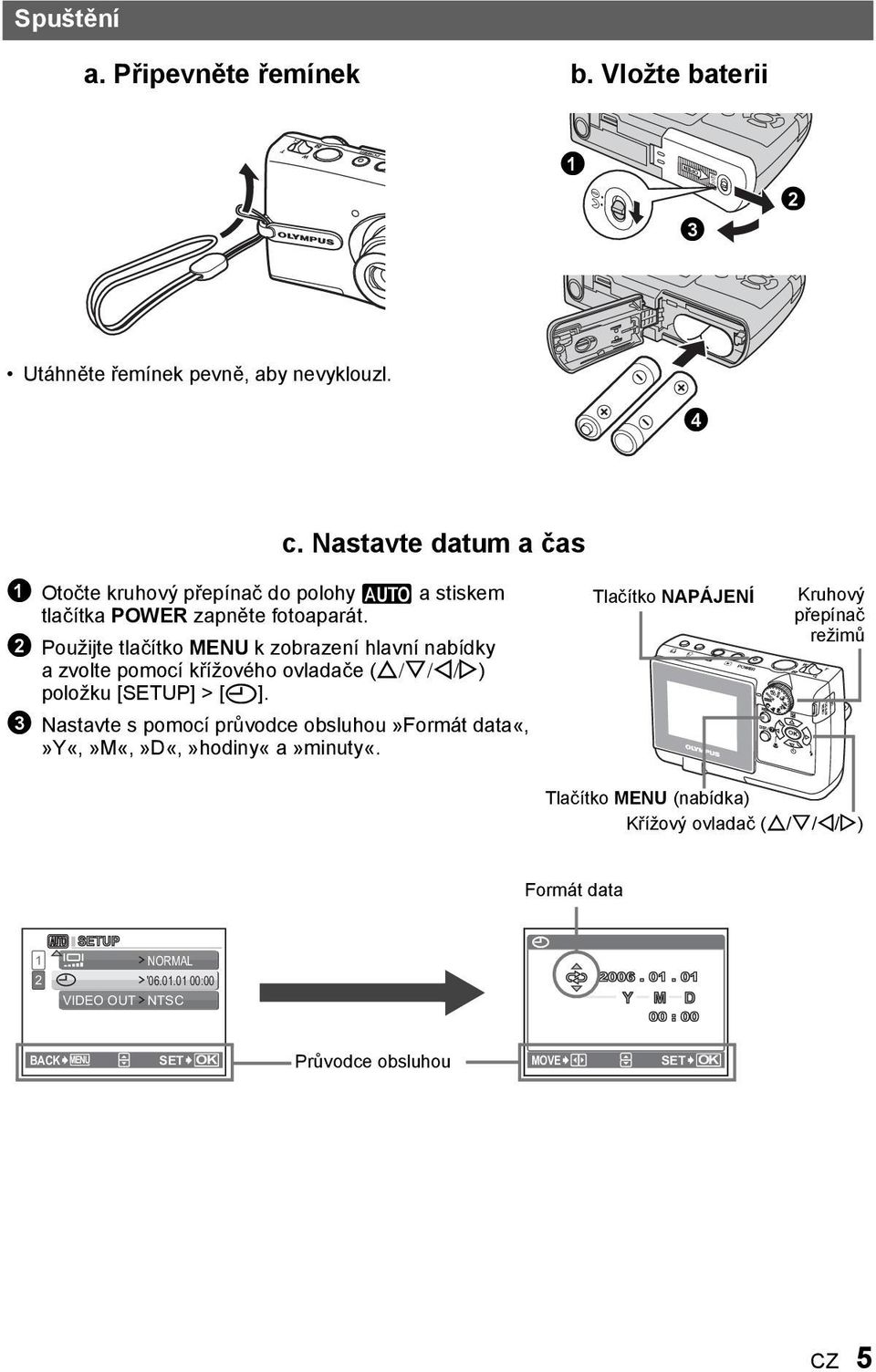 Použijte tlačítko MENU k zobrazení hlavní nabídky a zvolte pomocí křížového ovladače (O/N/X/Y) položku [SETUP] > [X].