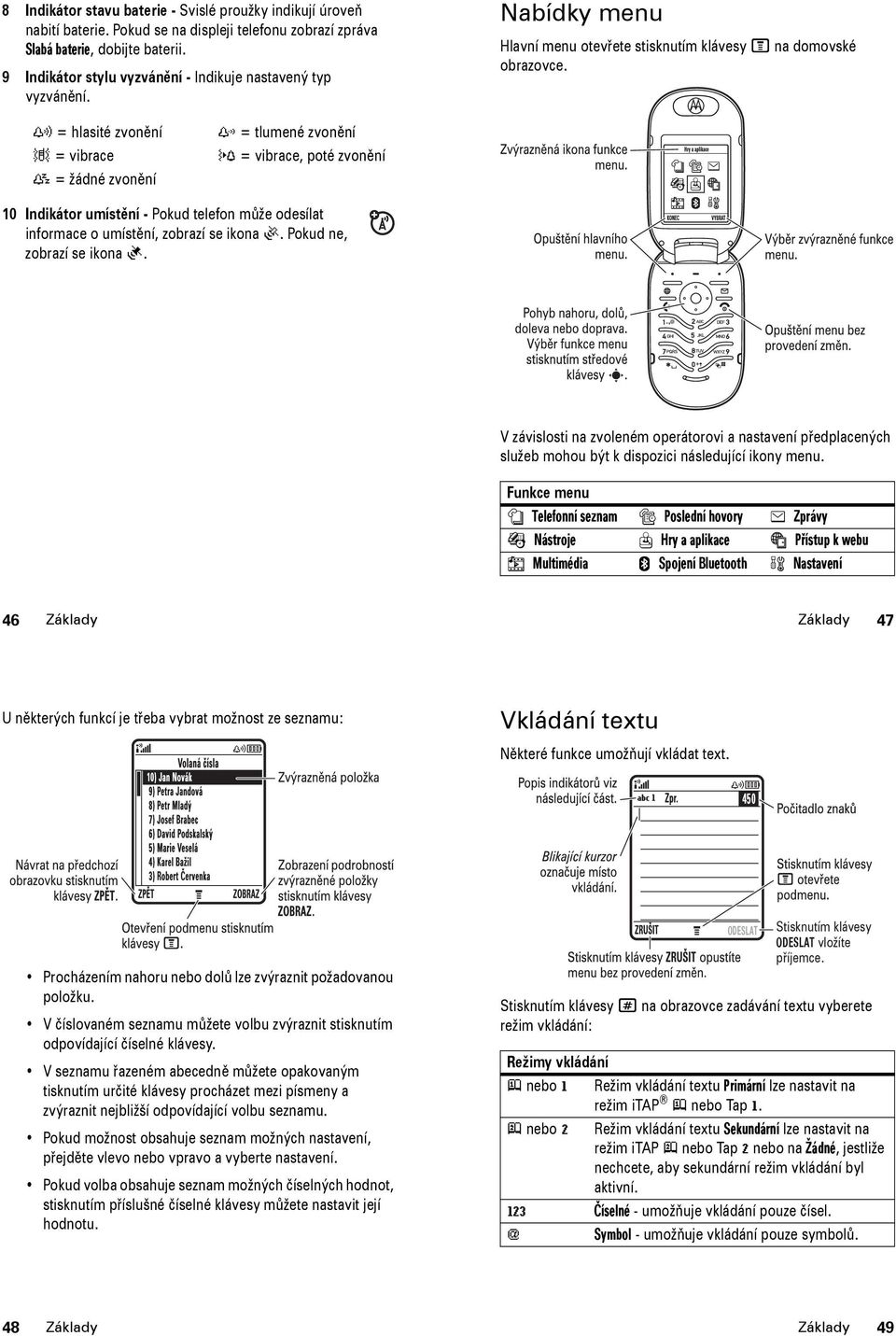 y = hlasité zvonění z = tlumené zvonění = vibrace } = vibrace, poté zvonění { = žádné zvonění 10 Indikátor umístění - Pokud telefon může odesílat informace o umístění, zobrazí se ikona Ö.