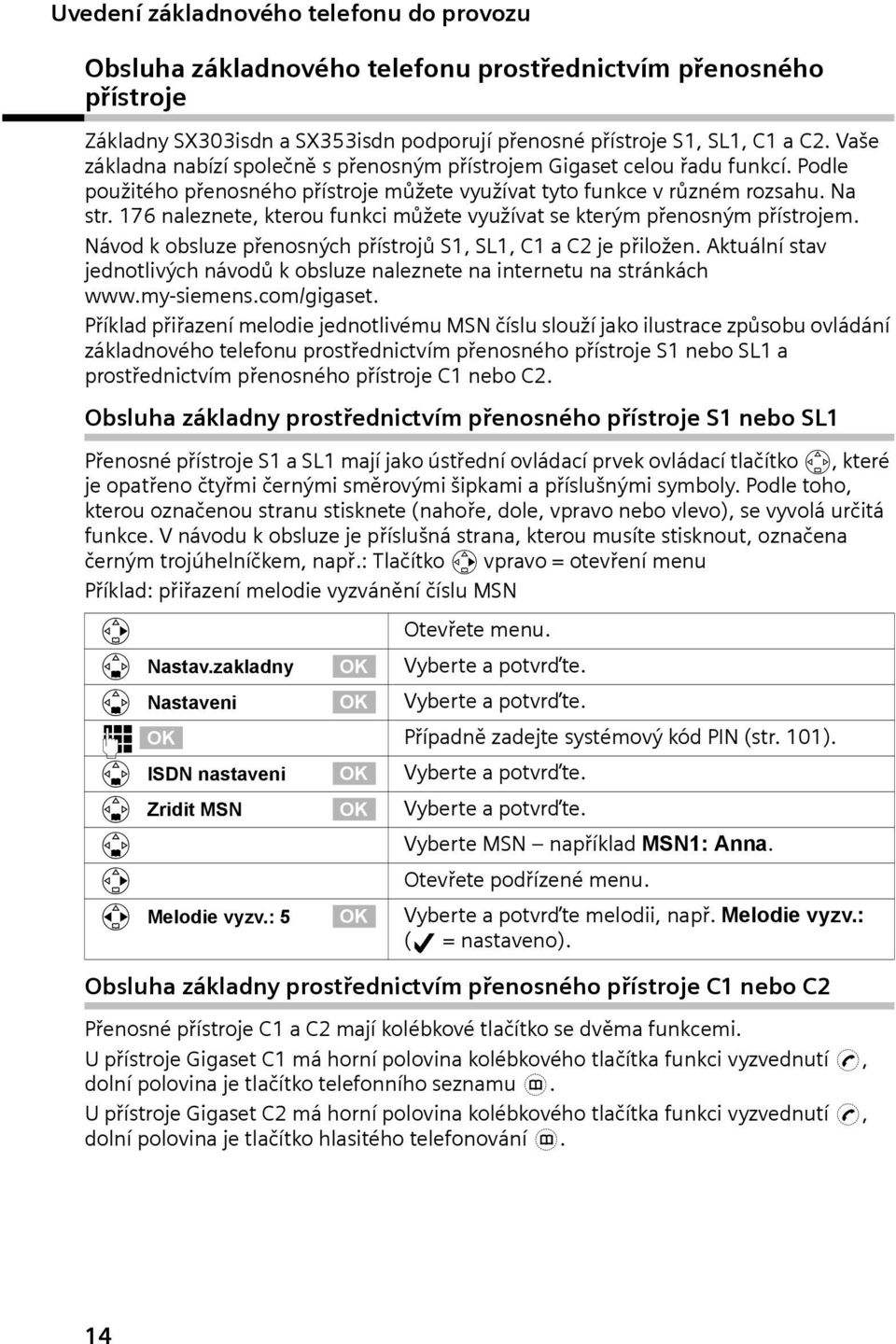 176 naleznete, kterou funkc můžete využívat se kterým přenosným přístrojem. Návod k obsluze přenosných přístrojů S1, SL1, C1 a C2 je přložen.