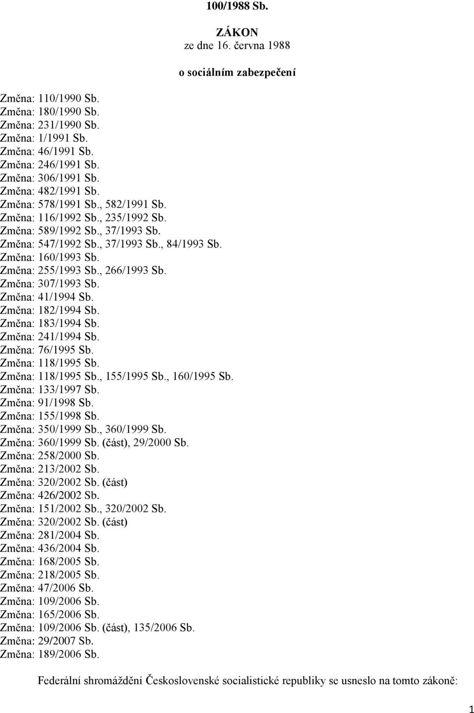 Změna: 41/1994 Sb. Změna: 182/1994 Sb. Změna: 183/1994 Sb. Změna: 241/1994 Sb. Změna: 76/1995 Sb. Změna: 118/1995 Sb. Změna: 118/1995 Sb., 155/1995 Sb., 160/1995 Sb. Změna: 133/1997 Sb.