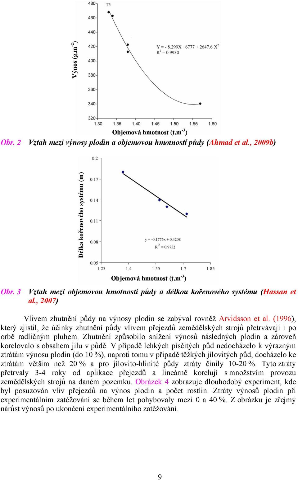 (1996), který zjistil, že účinky zhutnění půdy vlivem přejezdů zemědělských strojů přetrvávají i po orbě radličným pluhem.