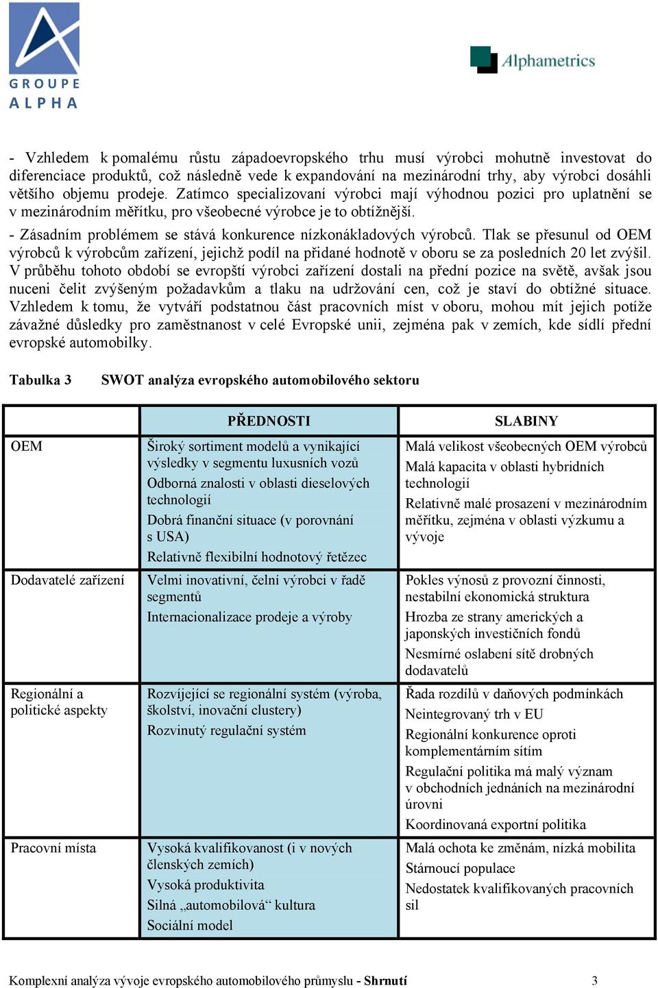 - Zásadním problémem se stává konkurence nízkonákladových výrobců. Tlak se přesunul od OEM výrobců k výrobcům zařízení, jejichž podíl na přidané hodnotě v oboru se za posledních 20 let zvýšil.