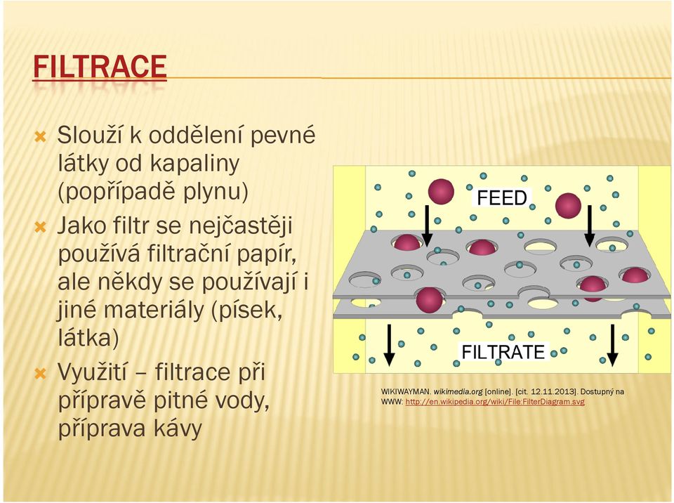 látka) Využití filtrace při přípravě pitné vody, příprava kávy WIKIWAYMAN. wikimedia.