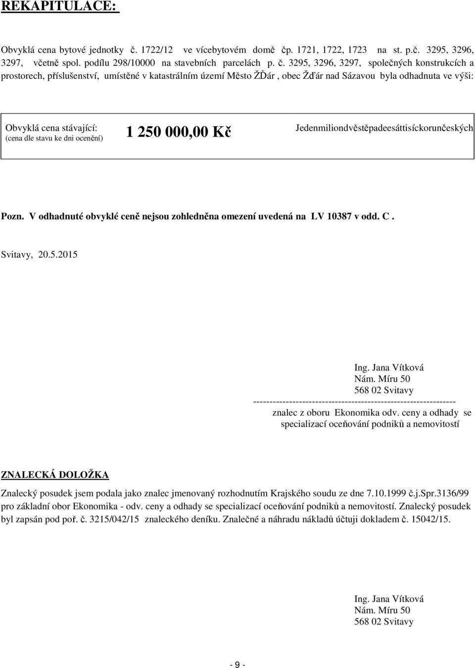 . 1721, 1722, 1723 na st. p.č. 3295, 3296, 3297, včetně spol. podílu 298/10000 na stavebních parcelách p. č.