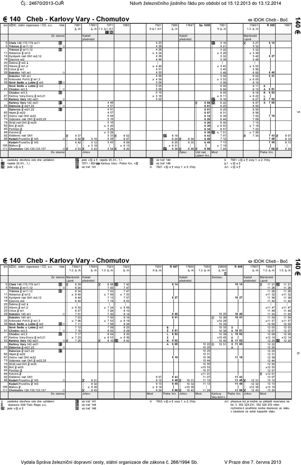 Vlak 7081 17601 7071 11 7083 7021 11 7085 17647 Sp 1695 7001 7340/1 R 605 7087 Mariánské 0 Cheb 148,170,179 11 4 23 5 16 5 27 6 14 5 Tršnice 11,12 4 28 5 21 5 32 Tršnice 11,12 4 28 5 22 5 32 11