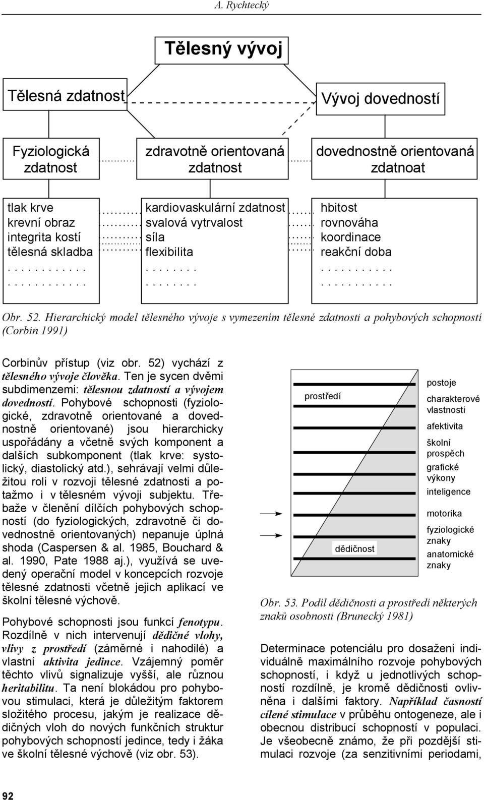 Hierarchický model tělesného vývoje s vymezením tělesné zdatnosti a pohybových schopností (Corbin 1991) Corbinův přístup (viz obr. 52) vychází z tělesného vývoje člověka.