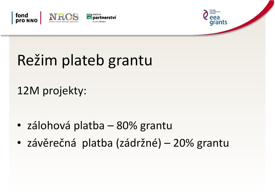 platba 80% grantu