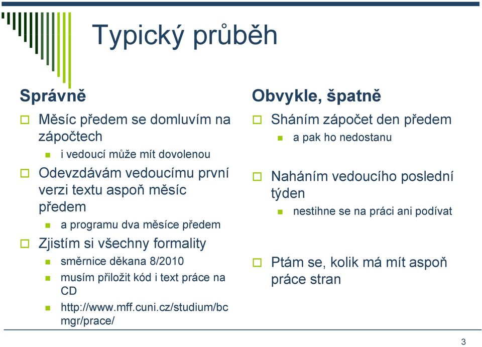 den předem a pak ho nedostanu Naháním vedoucího poslední týden nestihne se na práci ani podívat směrnice děkana 8/2010