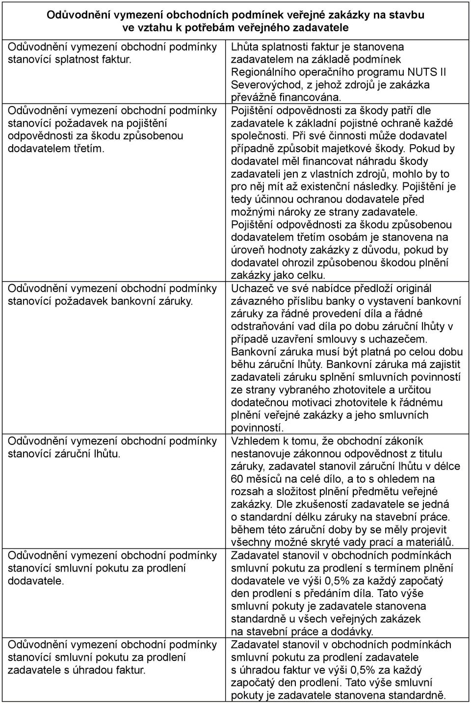 Lhůta splatnosti faktur je stanovena zadavatelem na základě podmínek Regionálního operačního programu NUTS II Severovýchod, z jehož zdrojů je zakázka převážně financována.