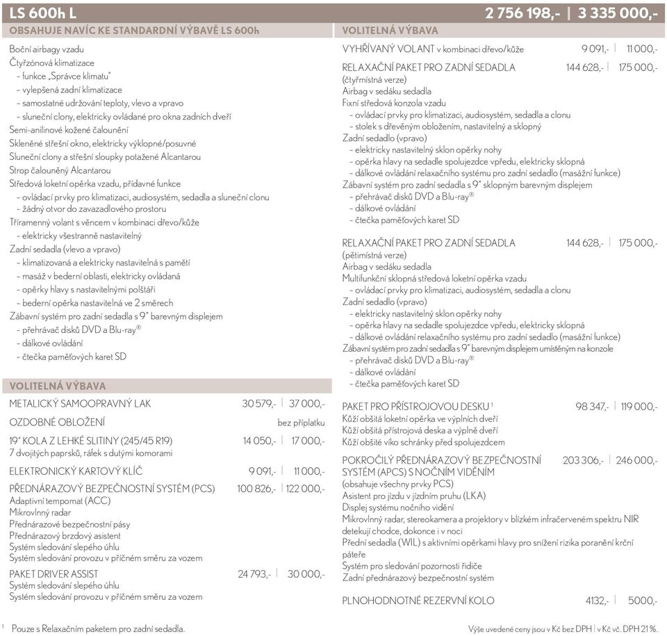 Alcantarou, přídavné funkce ovládací prvky pro klimatizaci, audiosystém, sedadla a sluneční clonu Tříramenný volant s věncem v kombinaci dřevo/kůže elektricky všestranně nastavitelný Zadní sedadla