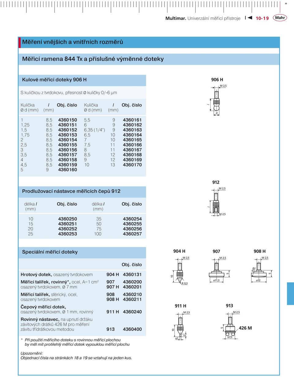 číslo Ø d (mm) (mm) Ø d (mm) (mm) 1 8,5 430150 5,5 9 43011 1,25 8,5 430151 9 43012 1,5 8,5 430152,35 (1/4 ) 9 43013 1,75 8,5 430153,5 10 43014 2 8,5 430154 7 10 43015 2,5 8,5 430155 7,5 11 4301 3 8,5