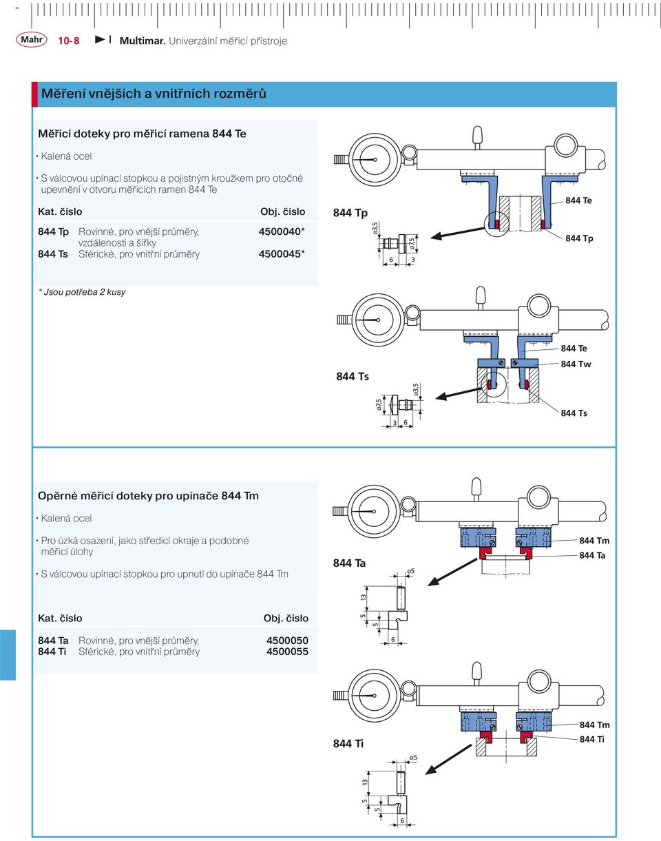 číslo 844 Tp 844 Tp Rovinné, pro vnější průměry, 4500040* vzdálenosti a šířky 844 Ts Sférické, pro vnitřní průměry 4500045* ø3,5 ø7,5 3 844 Tp * Jsou potřeba 2 kusy 844 Ts 844