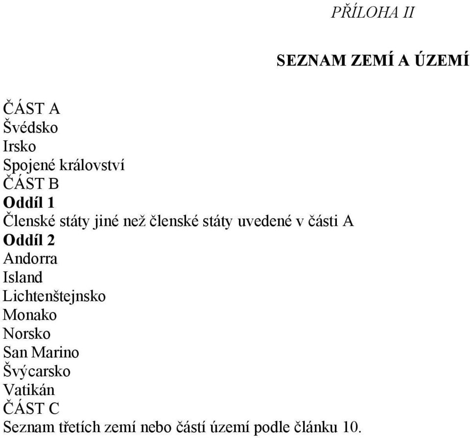 Oddíl 2 Andorra Island Lichtenštejnsko Monako Norsko San Marino