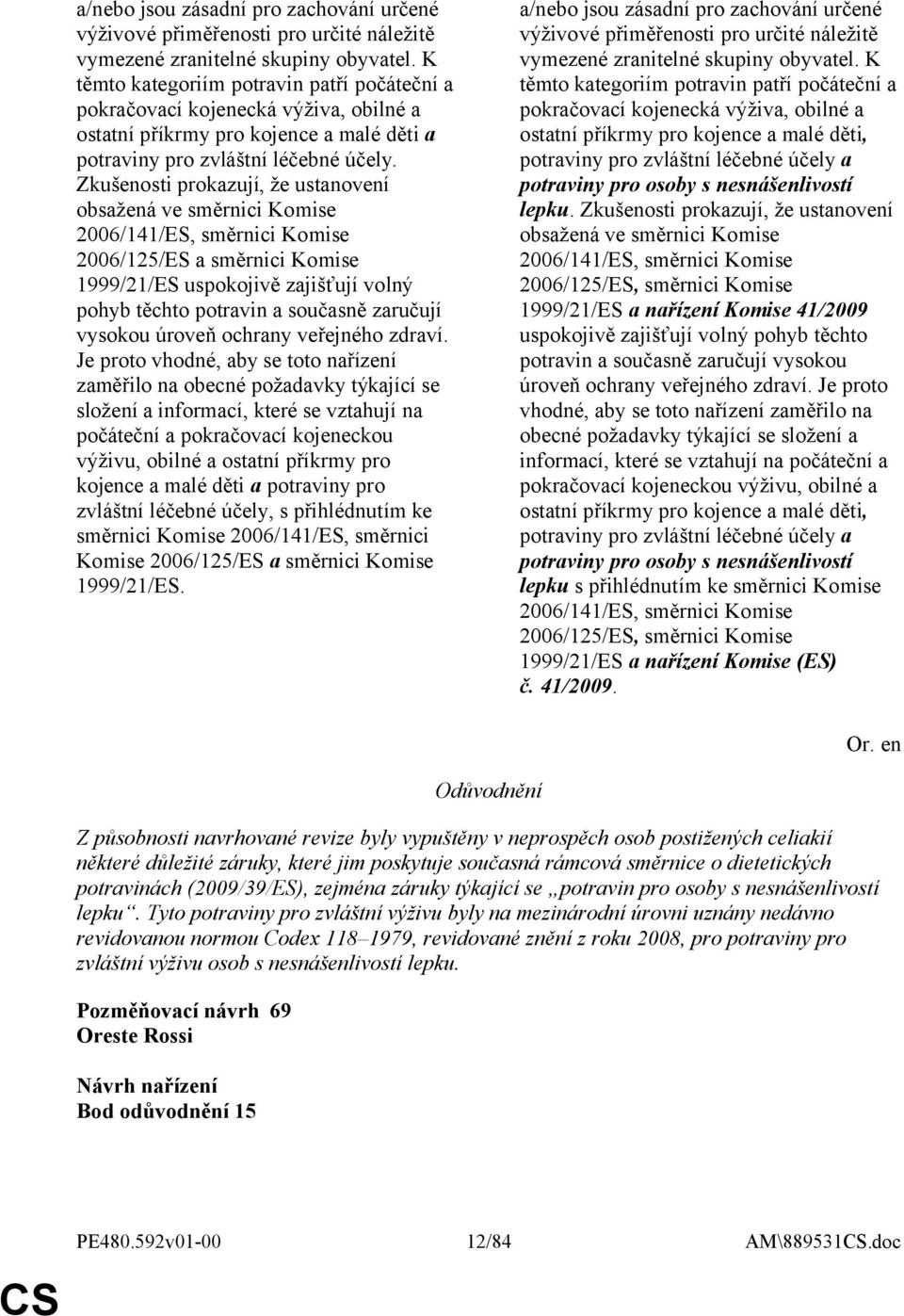 Zkušenosti prokazují, že ustanovení obsažená ve směrnici Komise 2006/141/ES, směrnici Komise 2006/125/ES a směrnici Komise 1999/21/ES uspokojivě zajišťují volný pohyb těchto potravin a současně