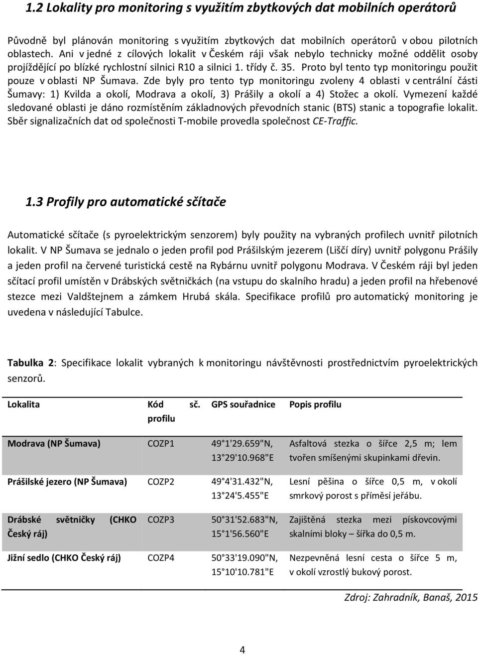 Proto byl tento typ monitoringu použit pouze v oblasti NP Šumava.