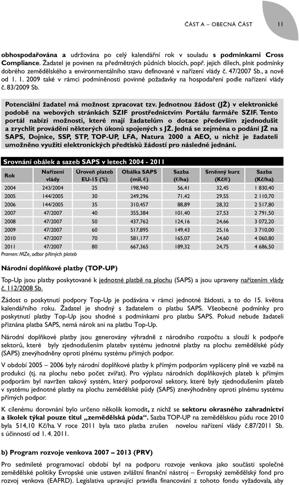 1. 2009 také v rámci podmíněnosti povinné požadavky na hospodaření podle nařízení vlády č. 83/2009 Sb. Potenciální žadatel má možnost zpracovat tzv.