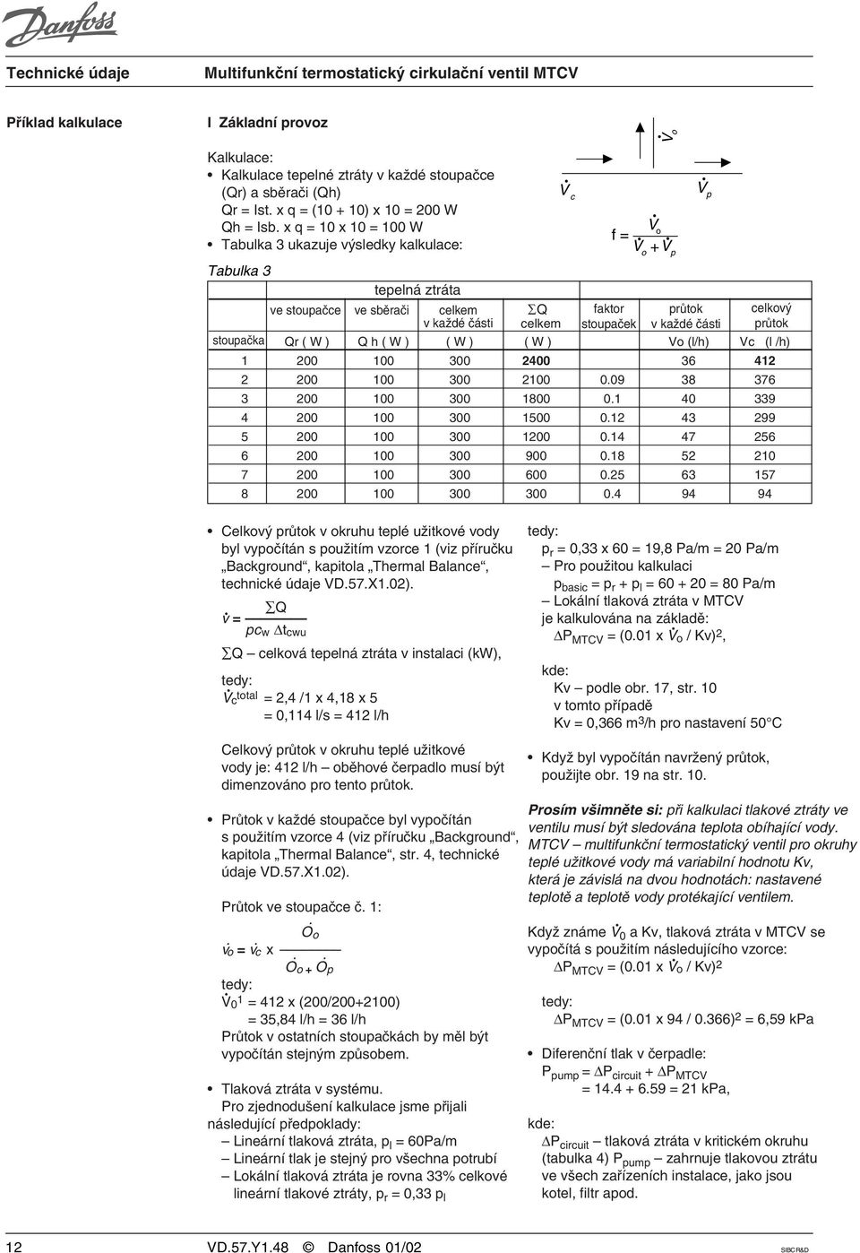 každé části průtok stoupačka Qr ( W ) Q h ( W ) ( W ) ( W ) Vo (l/h) Vc (l /h) 1 200 100 300 2400 36 412 2 200 100 300 2100 0.09 38 376 3 200 100 300 1800 0.1 40 339 4 200 100 300 1500 0.