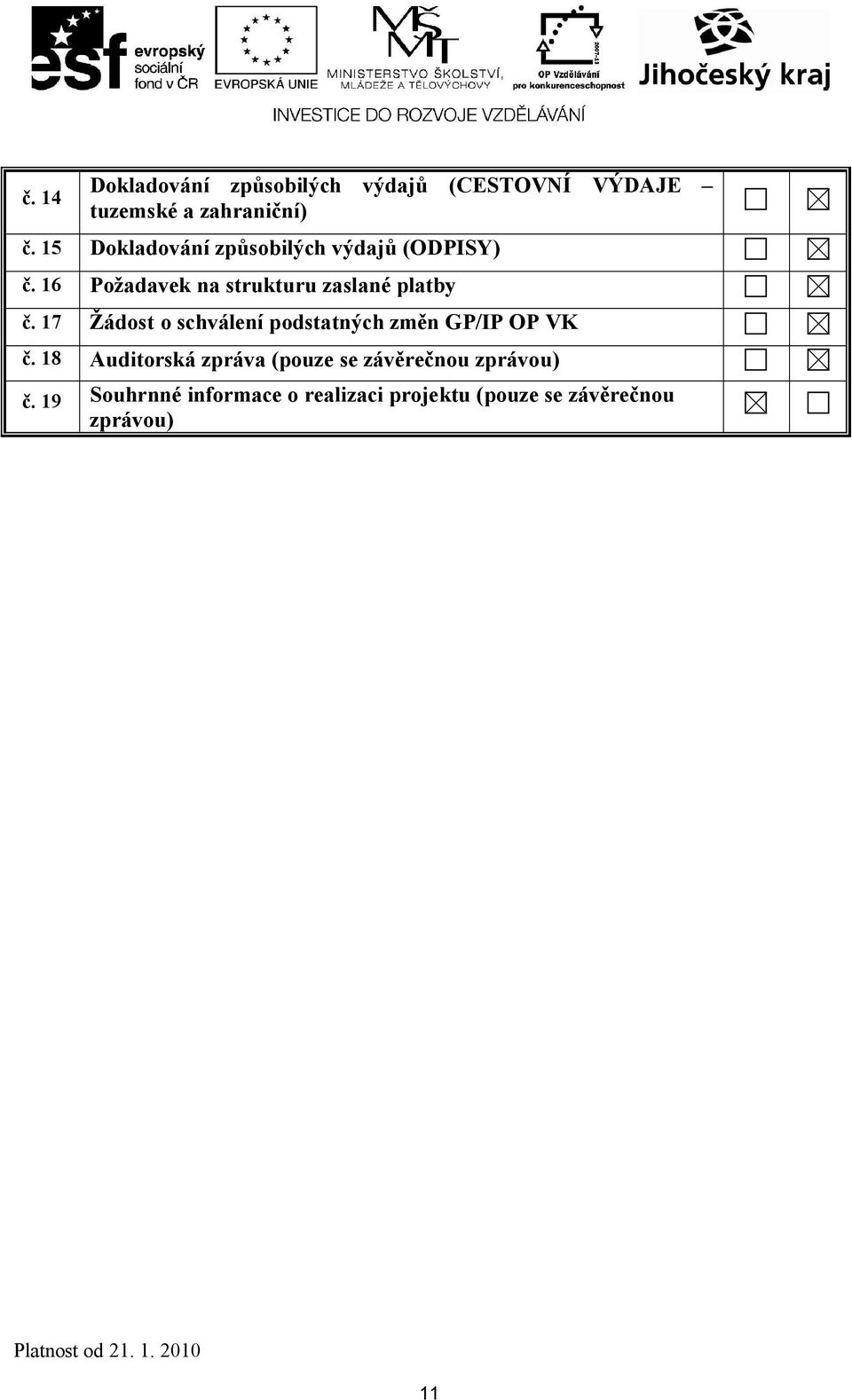 17 Žádost o schválení podstatných změn GP/IP OP VK č.