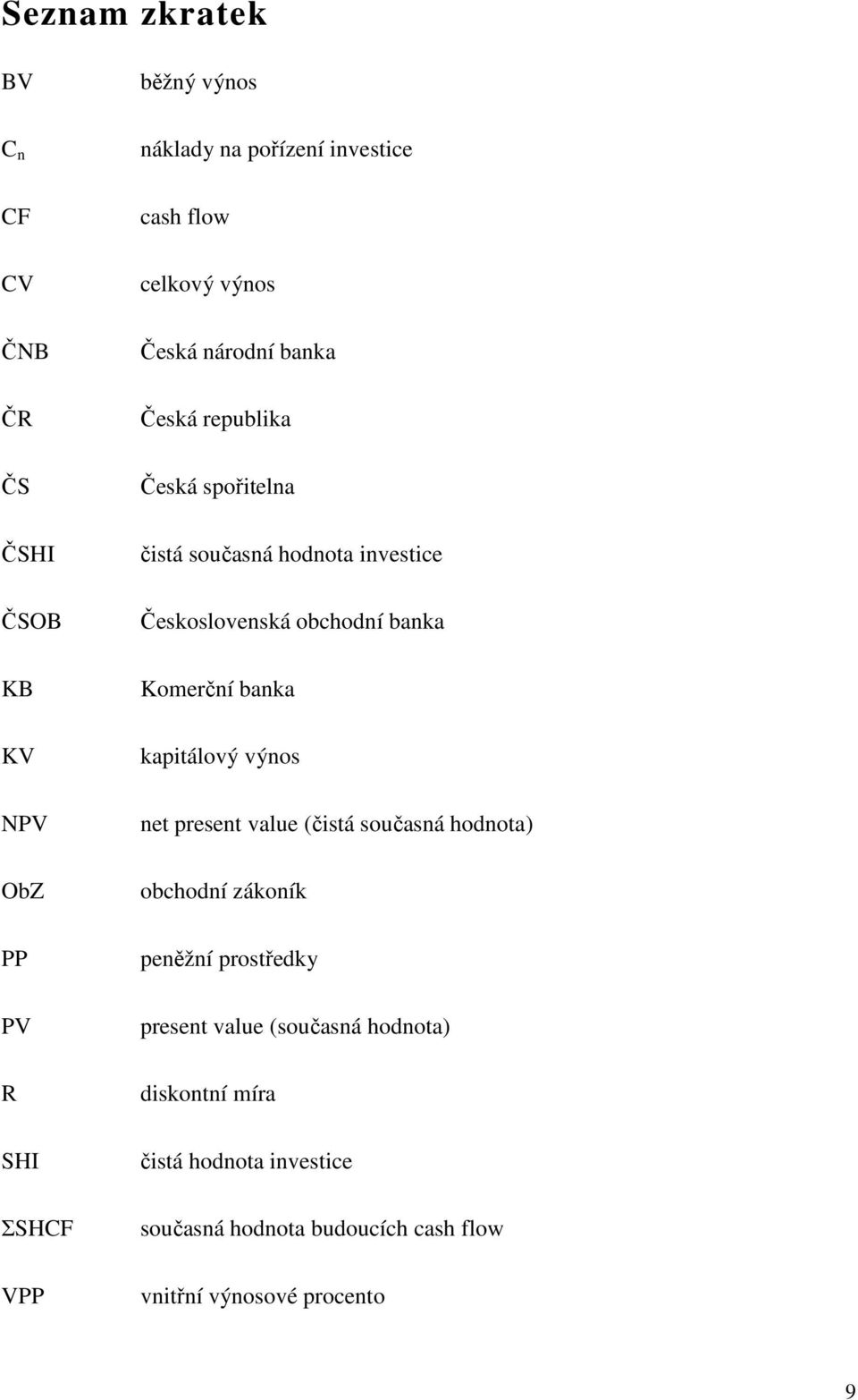 obchodní banka Komerční banka kapitálový výnos net present value (čistá současná hodnota) obchodní zákoník peněžní prostředky